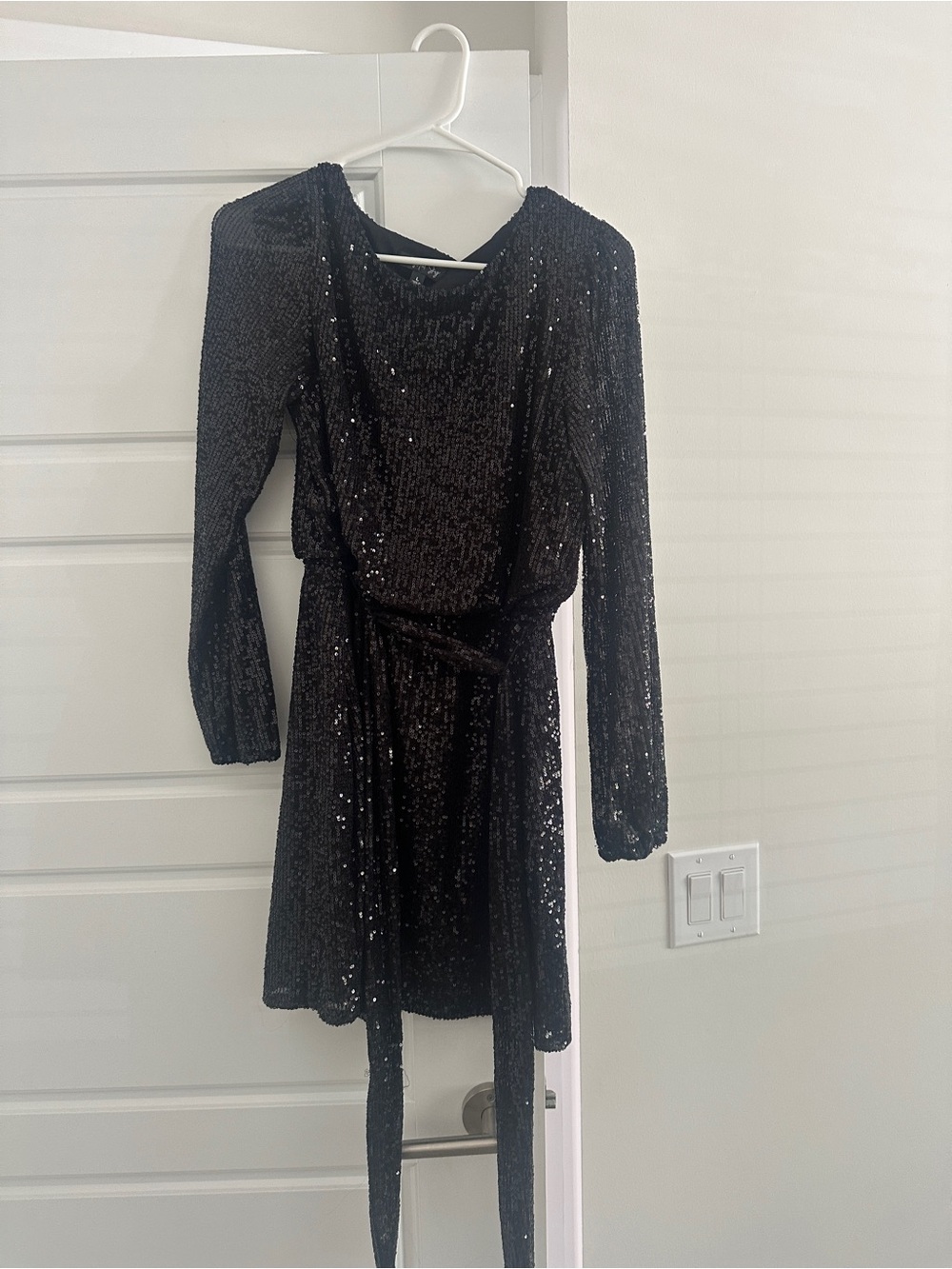 Women’s Black Sequin Party Dress with Belt